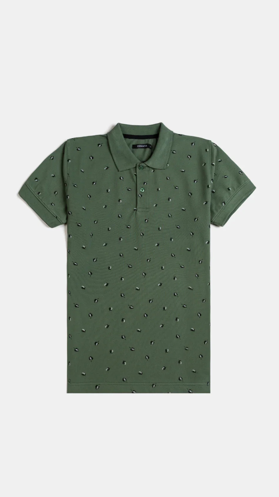 Men&#39;s Printed Green Polo Shirt