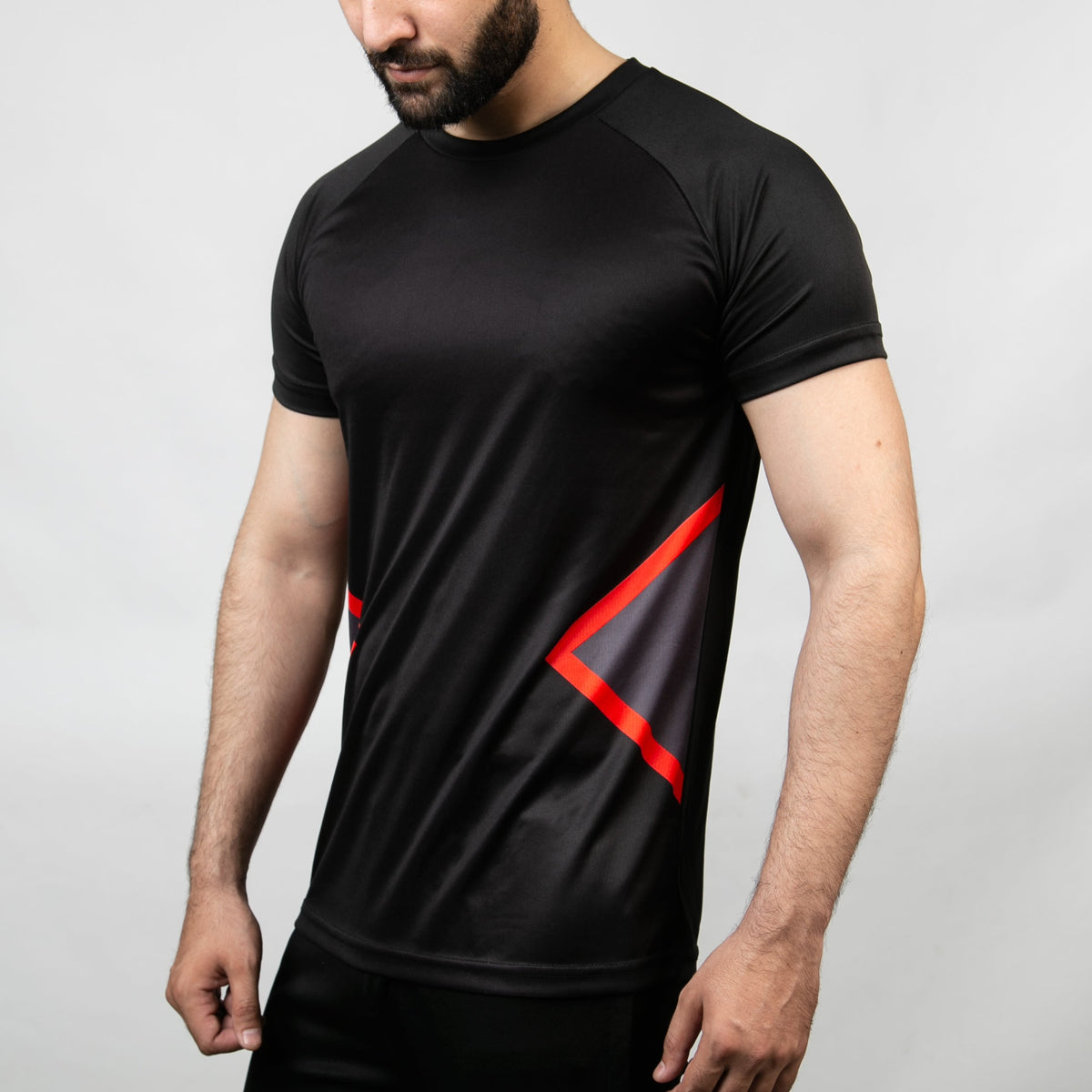 Black Tron Series Quick Dry T-Shirt with Red Details