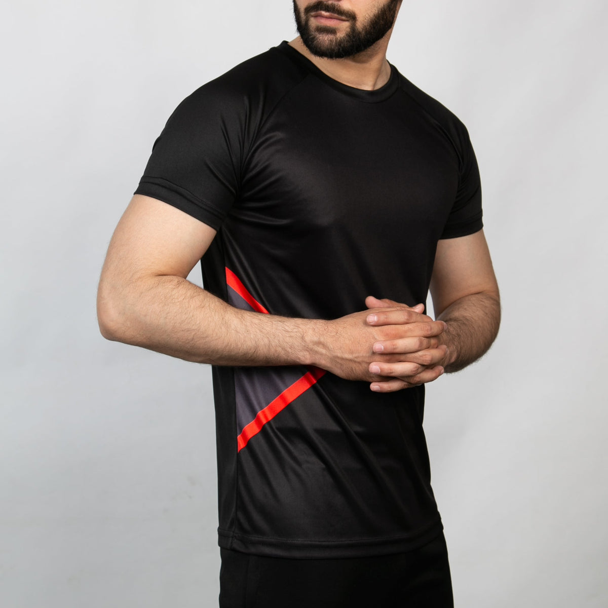 Black Tron Series Quick Dry T-Shirt with Red Details