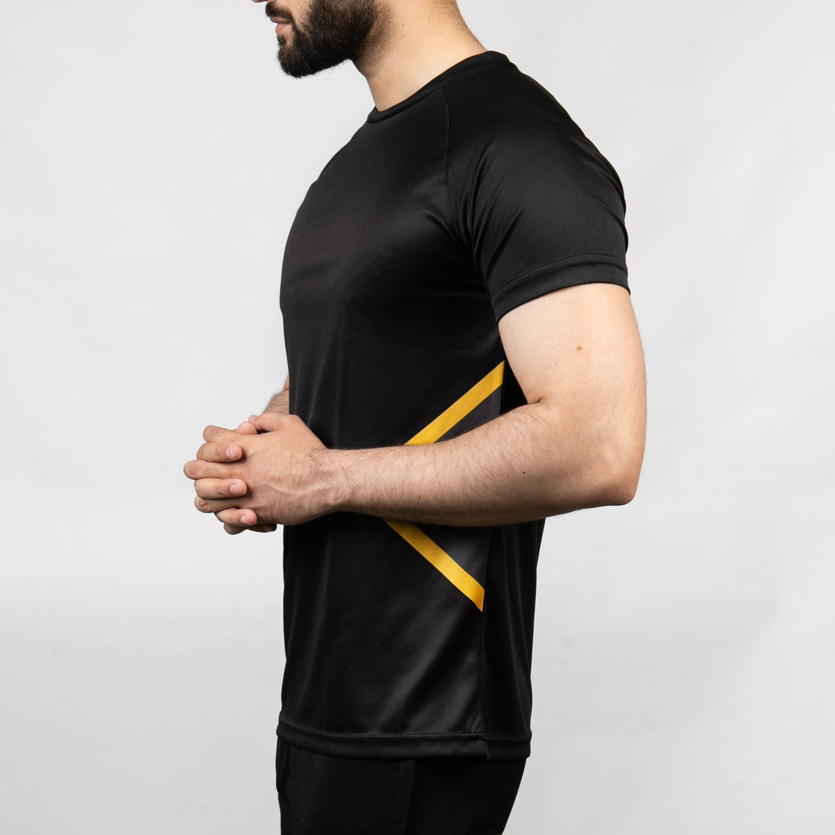 Black Tron Series Quick Dry T-Shirt with Yellow Details