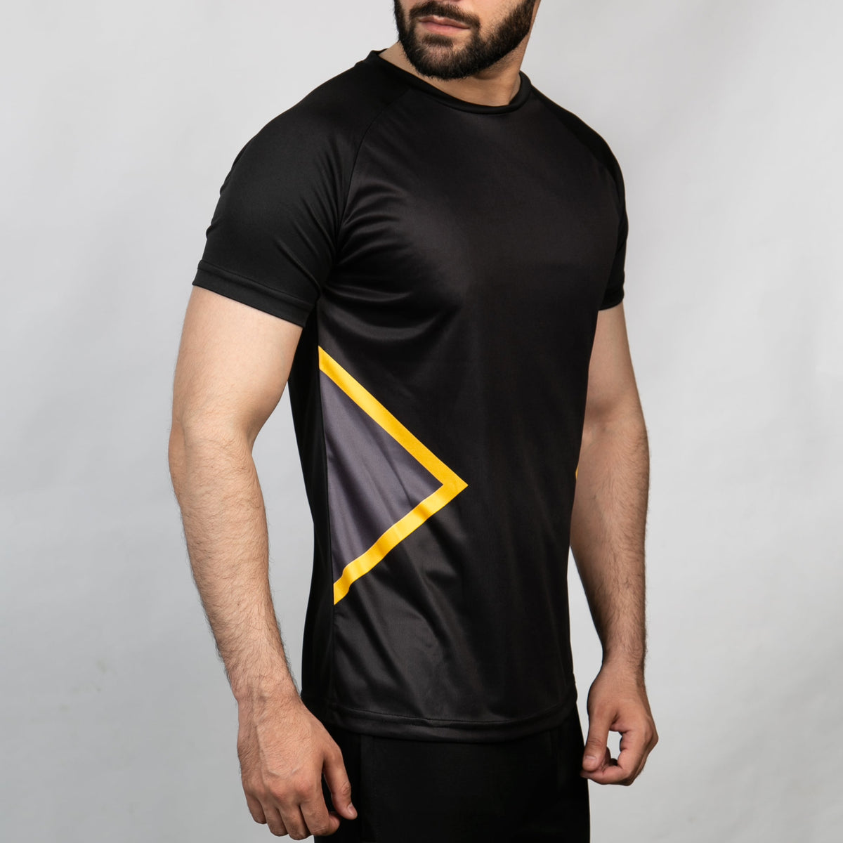 Black Tron Series Quick Dry T-Shirt with Yellow Details