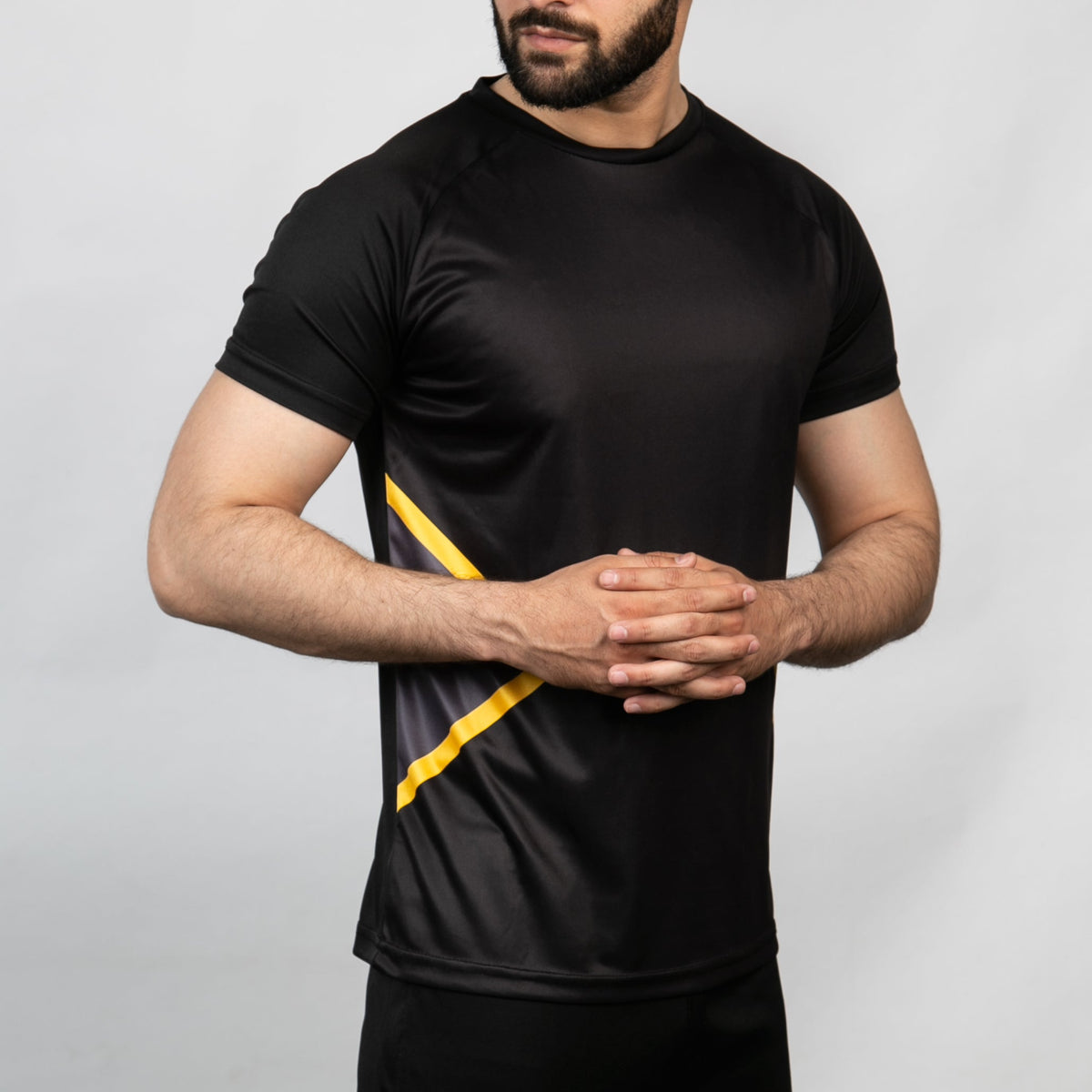 Black Tron Series Quick Dry T-Shirt with Yellow Details