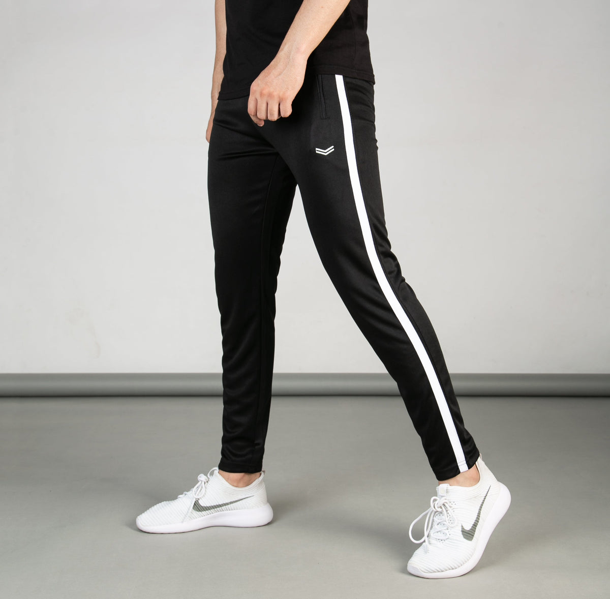 Black Quick Dry Bottoms with Sleek White Stripe