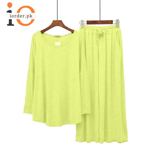 Lemon Yellow Palazzo Lounge Wear For Women PJ Set ARTICLE NO# 52