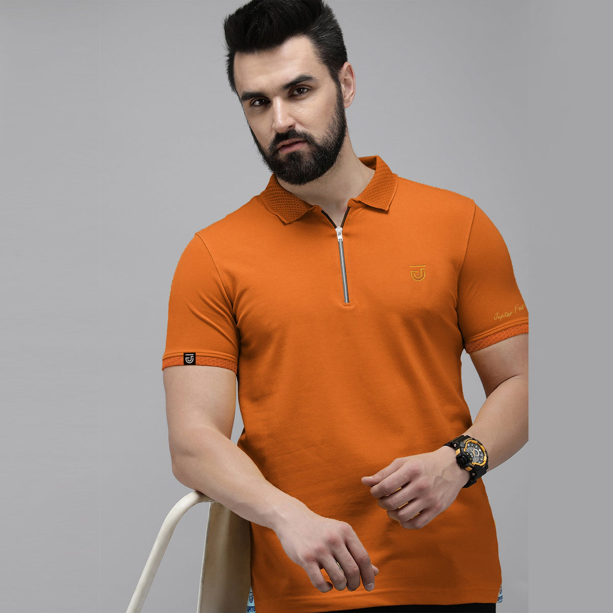 Jupiter Aestival Zip Neck Viscose Soft Premium Polo For Men (Minor Fault)