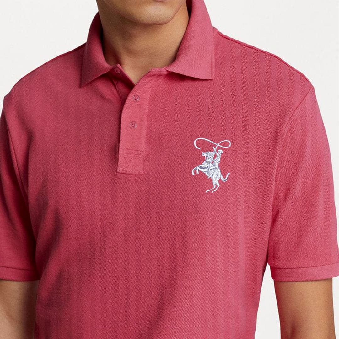 Textured Fabric Iconic Logo Cotton Polo For Men