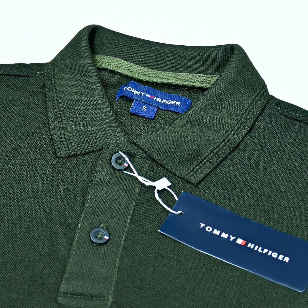 Embossed Logo Battalion Green Viscosen Soft Cotton Polo For Men (Minor Fault)