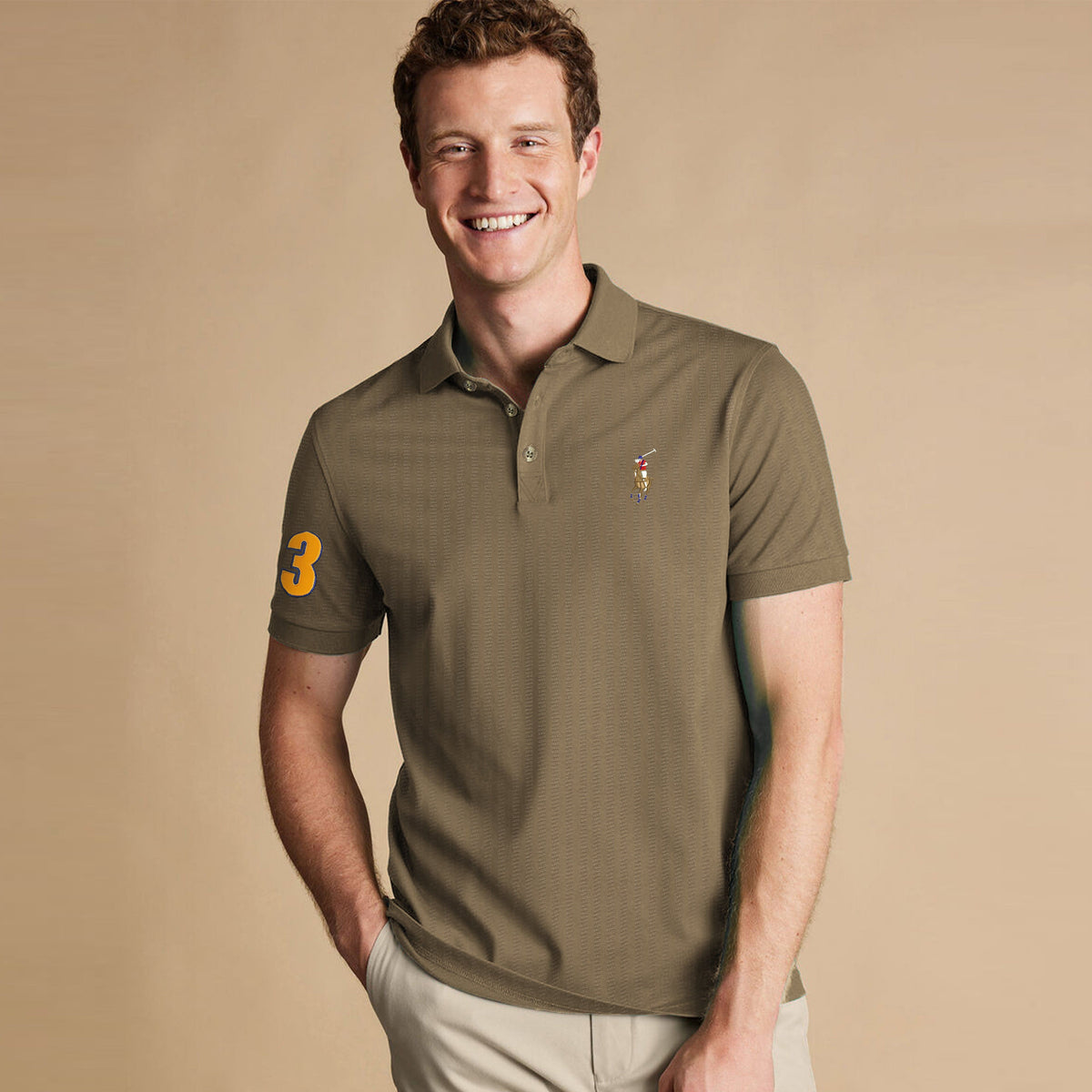 Textured Fabric Classic Logo Cotton Polo For Men