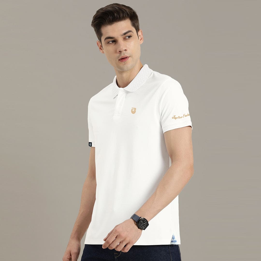 Jupiter Textured Collar Embroidered Logo Viscosen Soft Prime Polo For Men (Minor Fault)