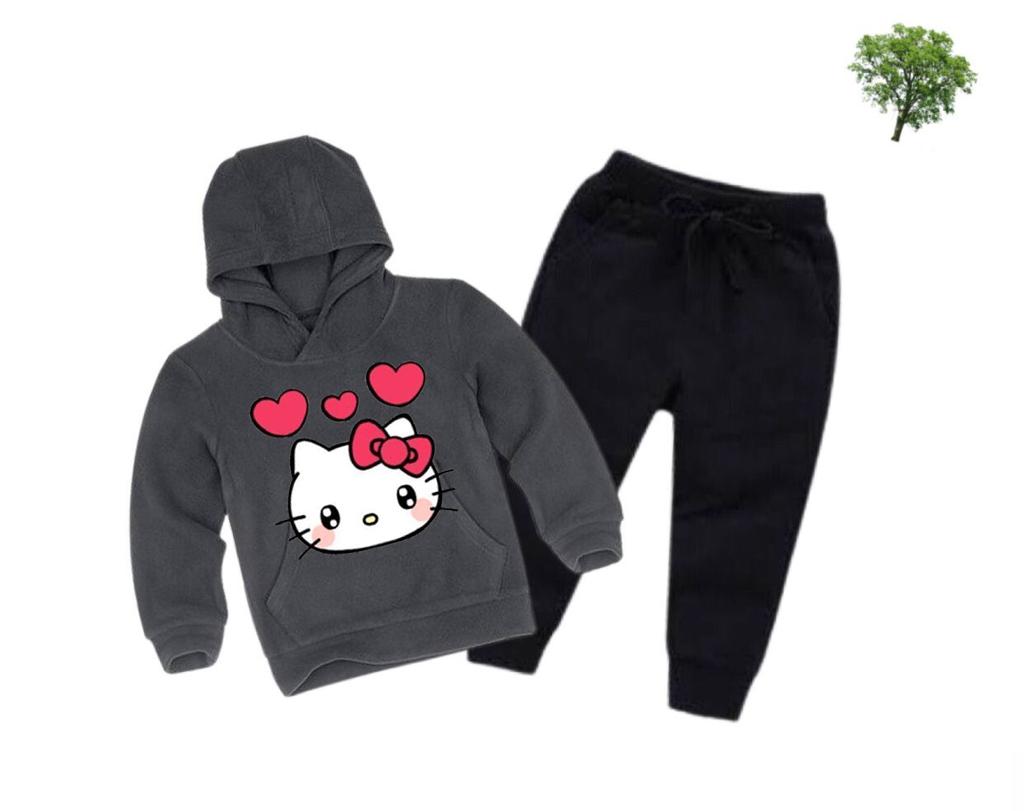 Kitty Printed Kids Hoodie Set