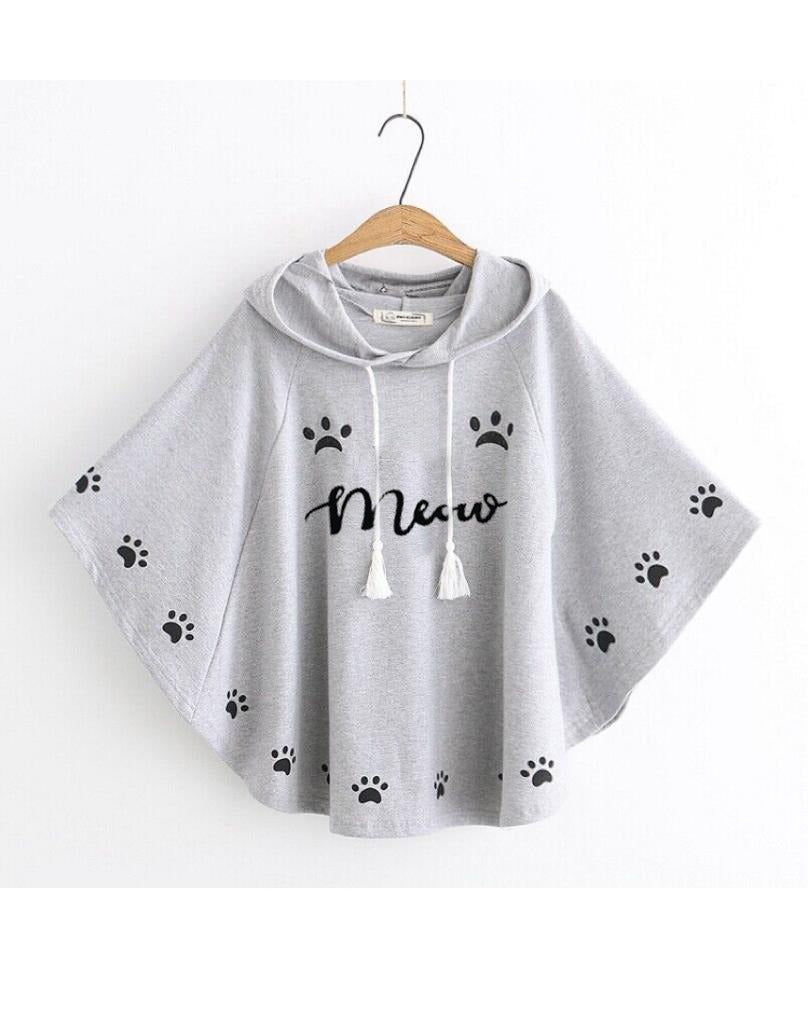 Meow Printed Hood Cape