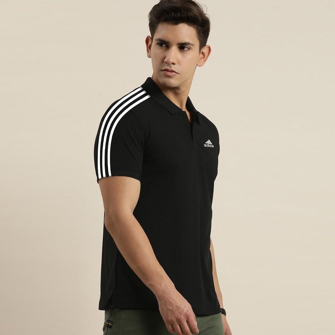 Three Stripes Classic Logo Sports Cotton Polo For Men