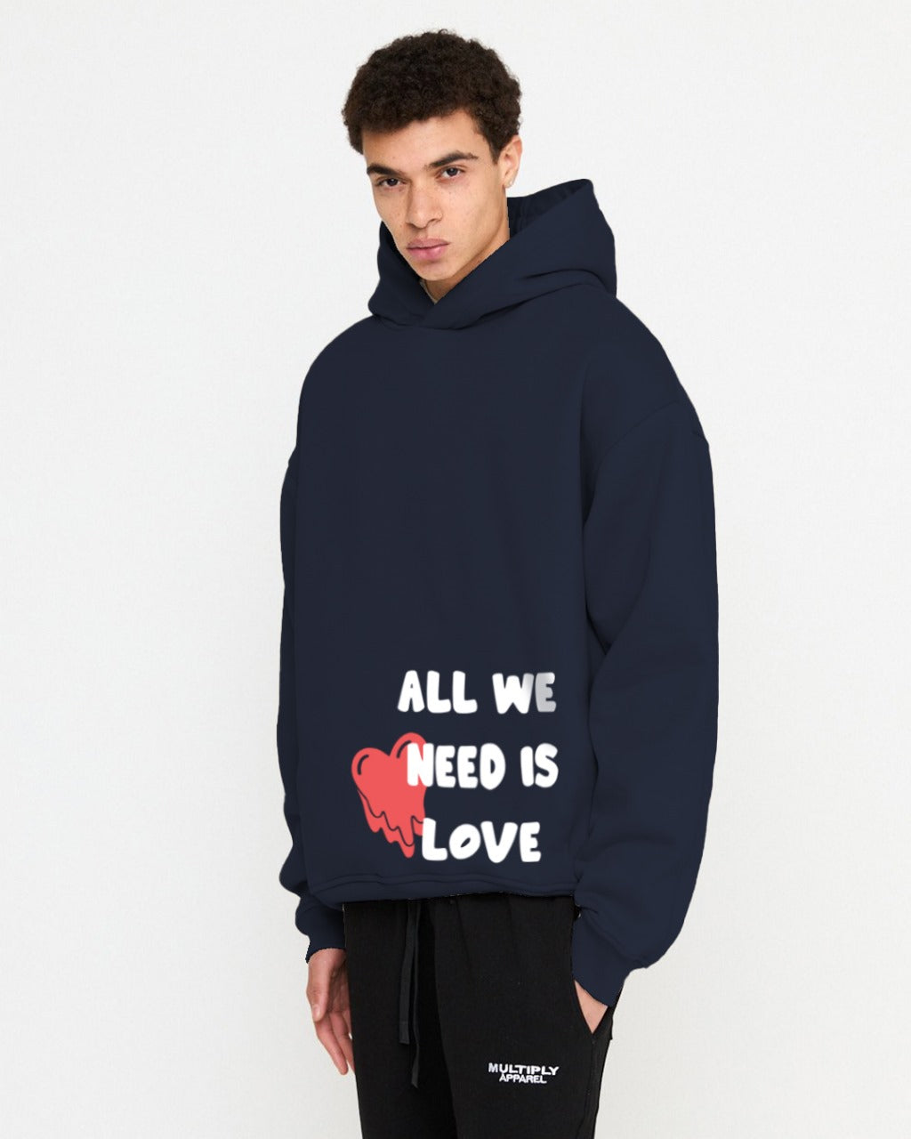 Jupiter Hotep Oversized All We Need Is Love Printed Hoodie