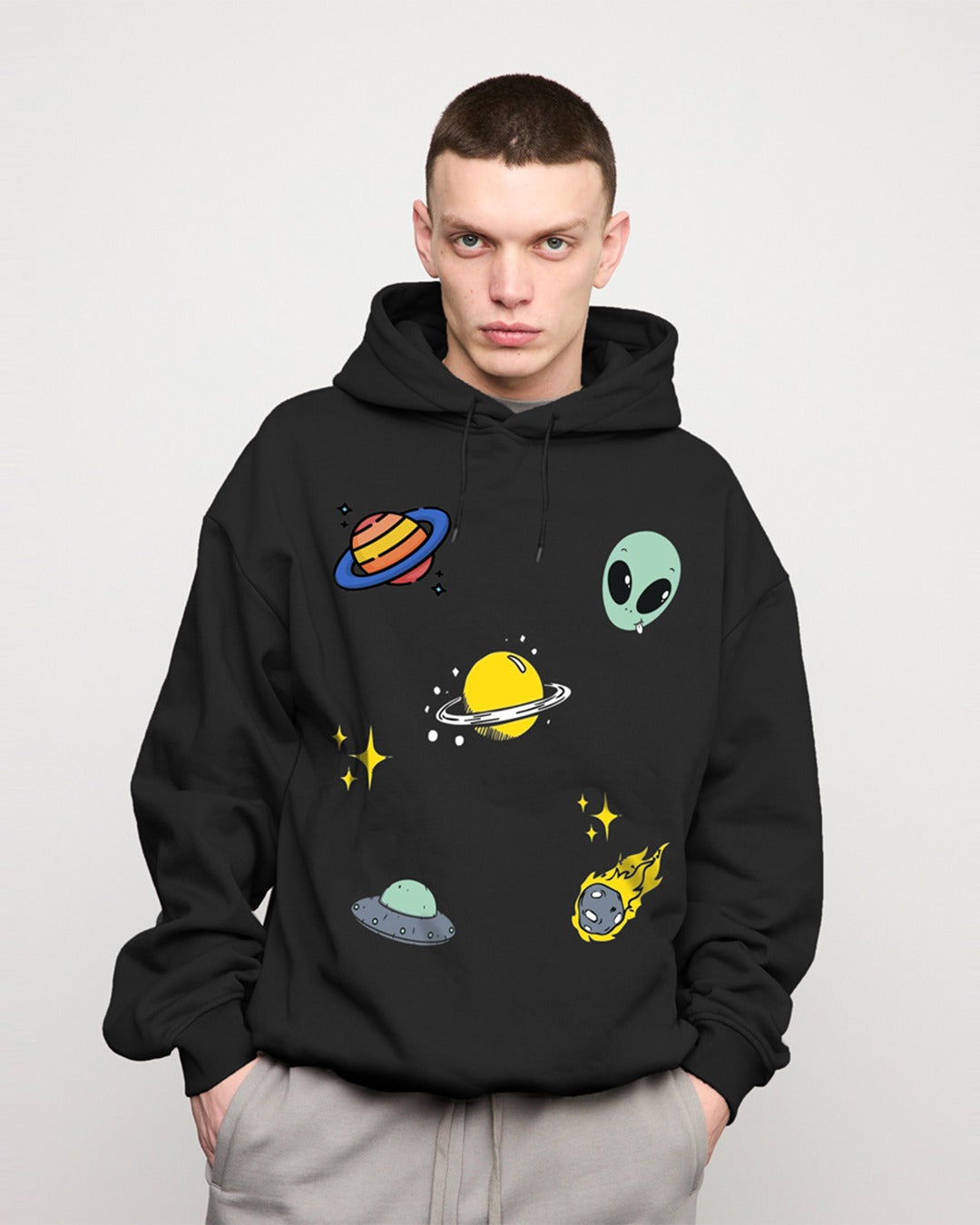 Jupiter Hotep Oversized Alien Insight Printed Hoodie