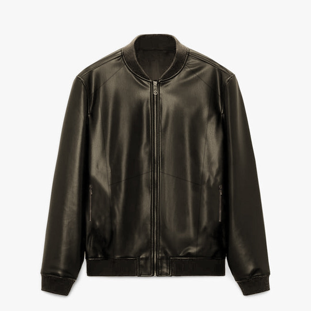 Imported Luxe Pu Leather Inside Velvet Lining Bomber Jacket