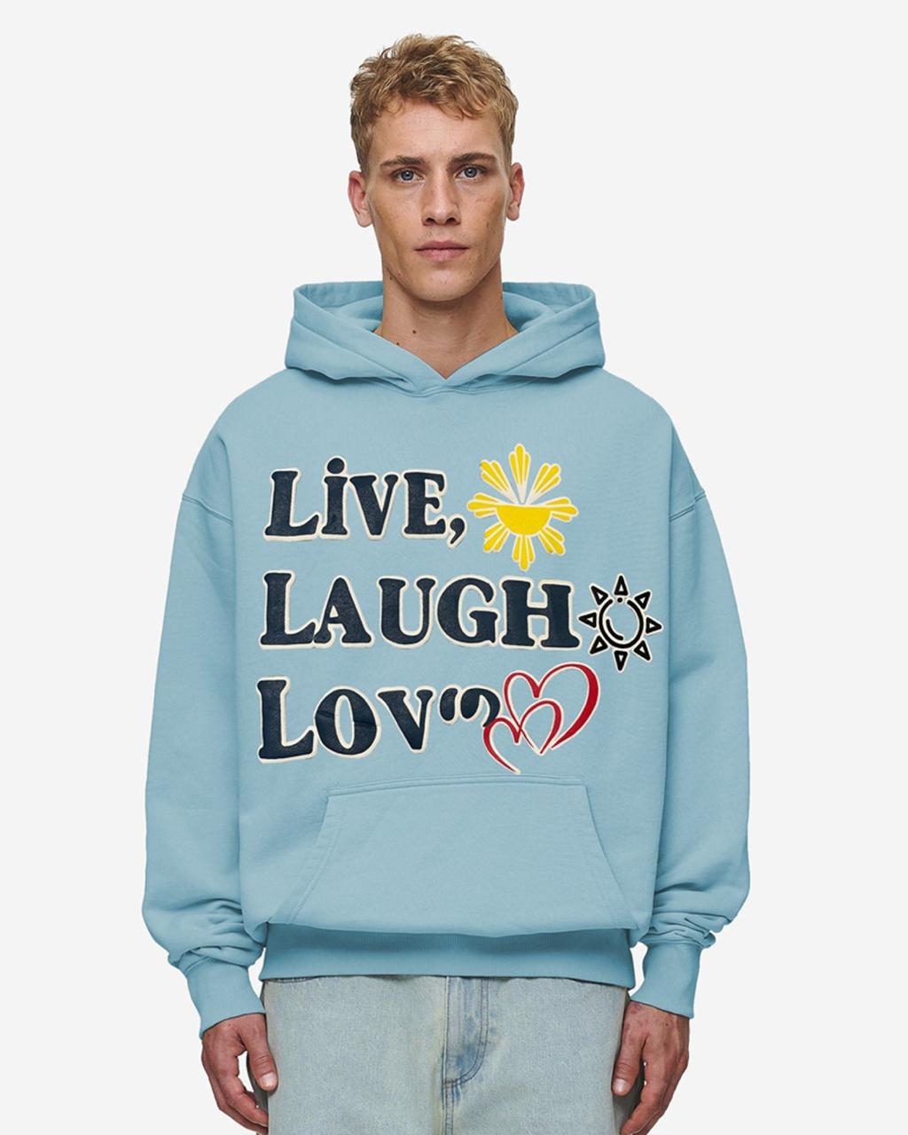 Jupiter Heavy Gsm Live &amp; Laugh Puff Printed Oversized Hoodie