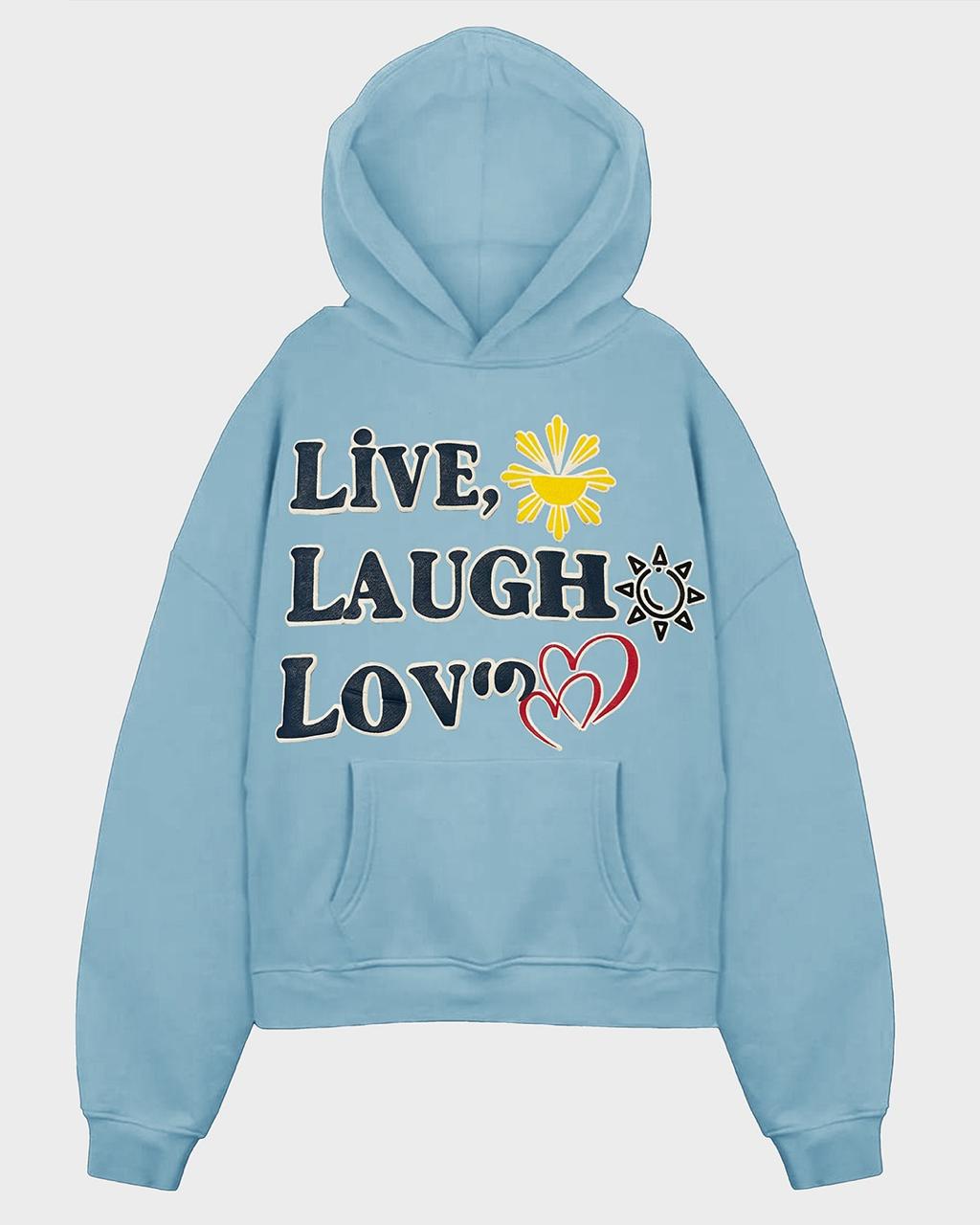 Jupiter Heavy Gsm Live &amp; Laugh Puff Printed Oversized Hoodie