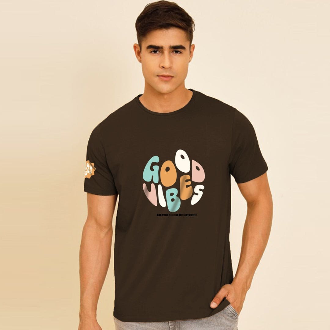 Jupiter Only Good Vibes Cotton Graphic Tee For Men