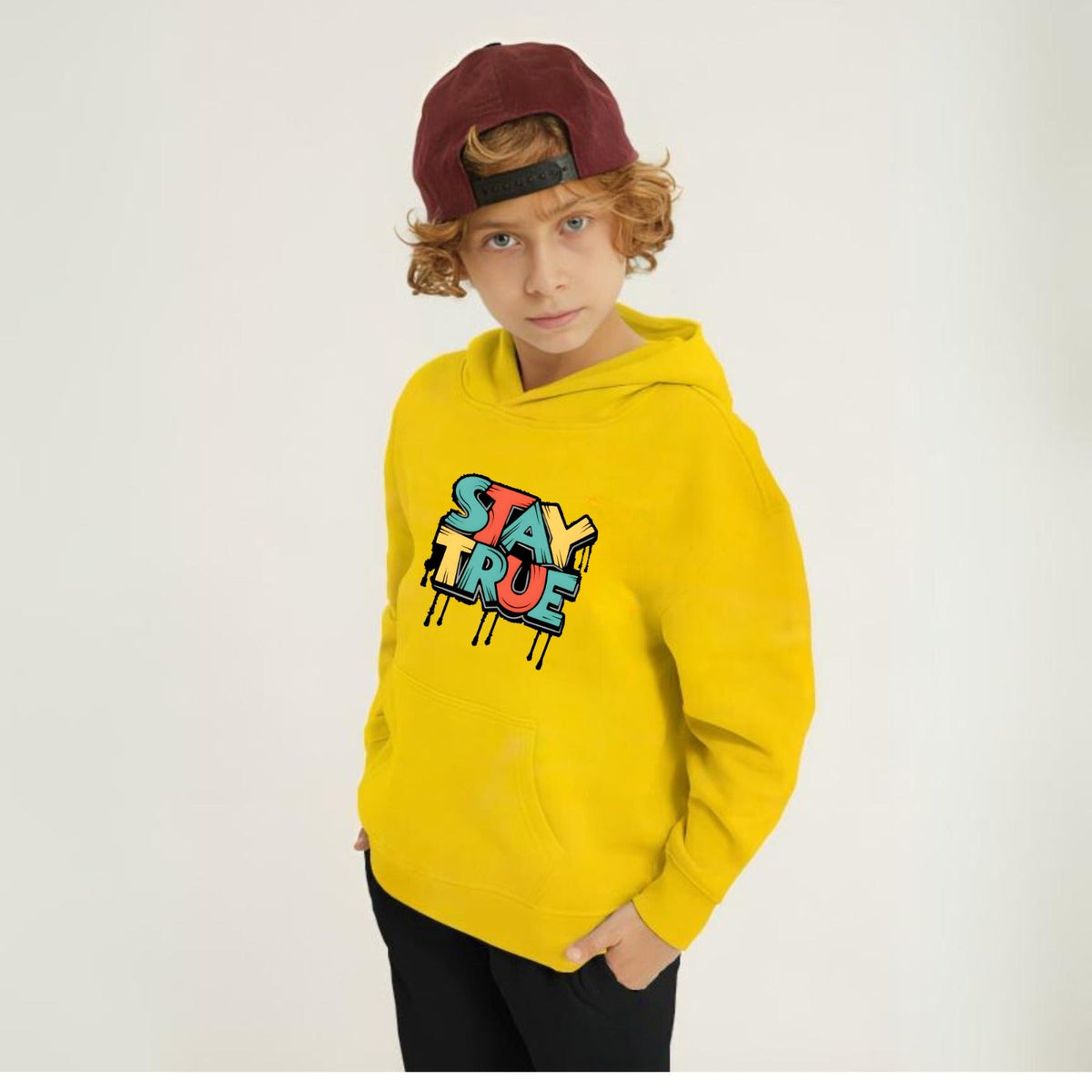 Stay True Printed Kids Hoodie Set