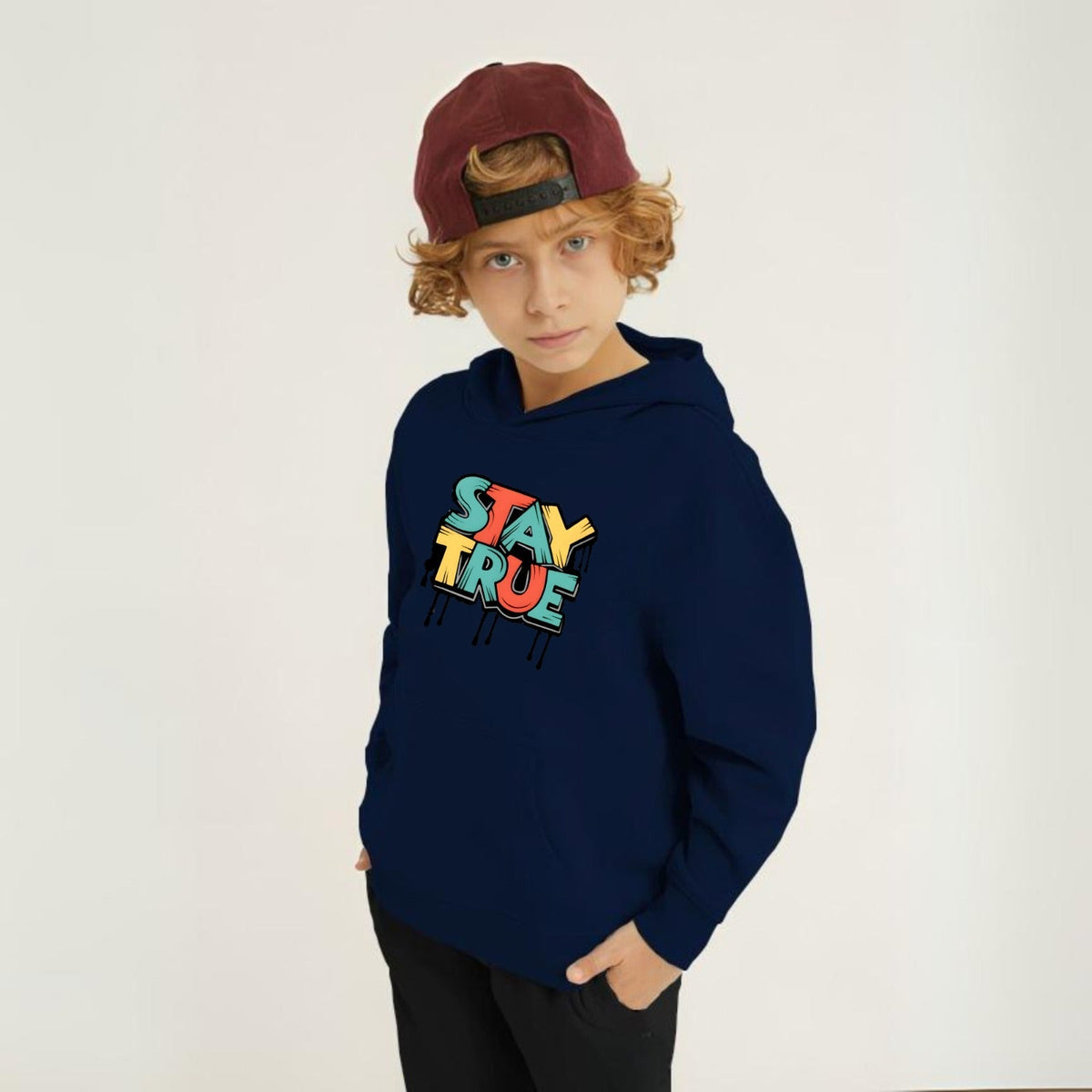 Stay True Printed Kids Hoodie Set