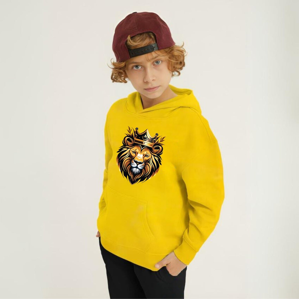 Golden Lion Printed Kids Hoodie Set