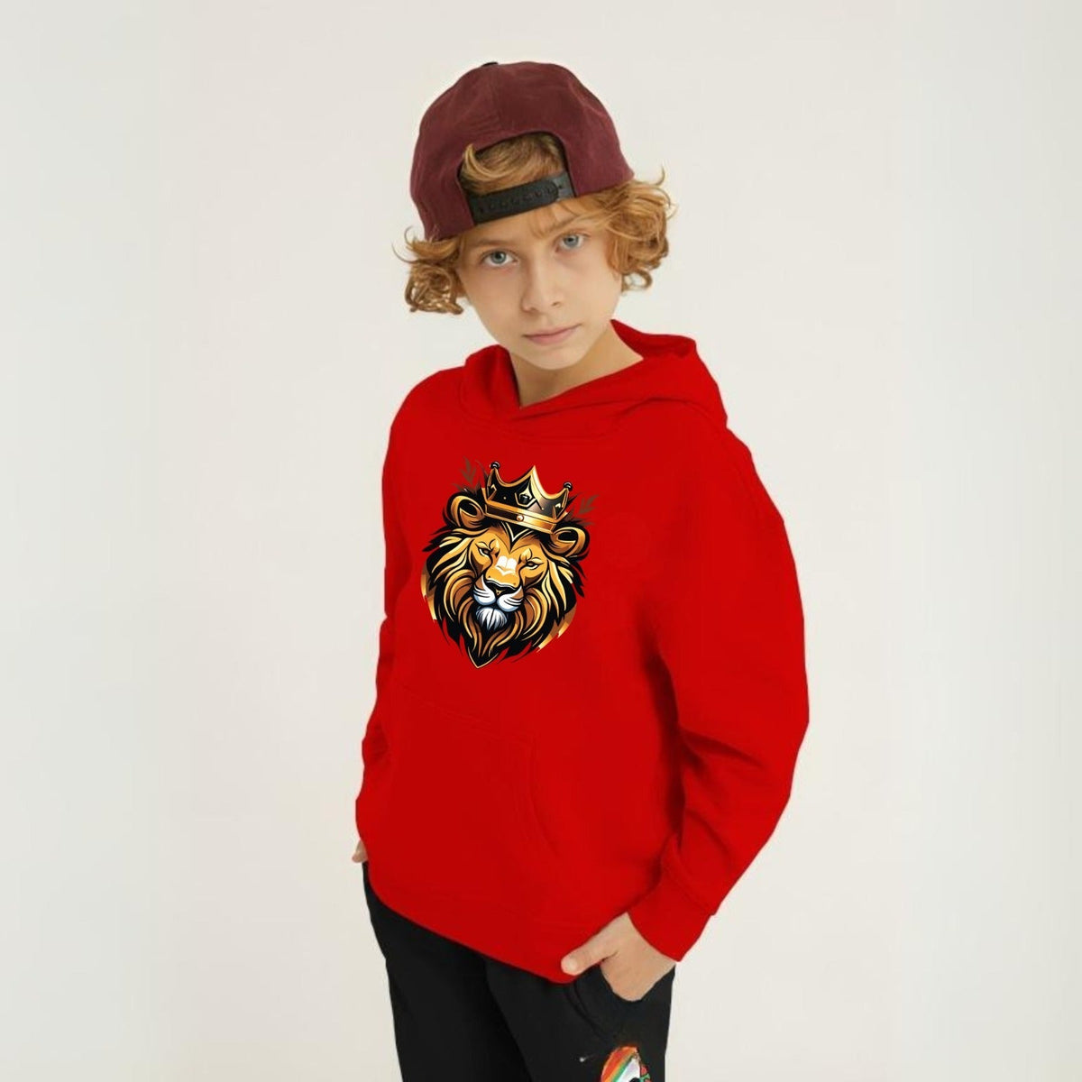 Golden Lion Printed Kids Hoodie Set