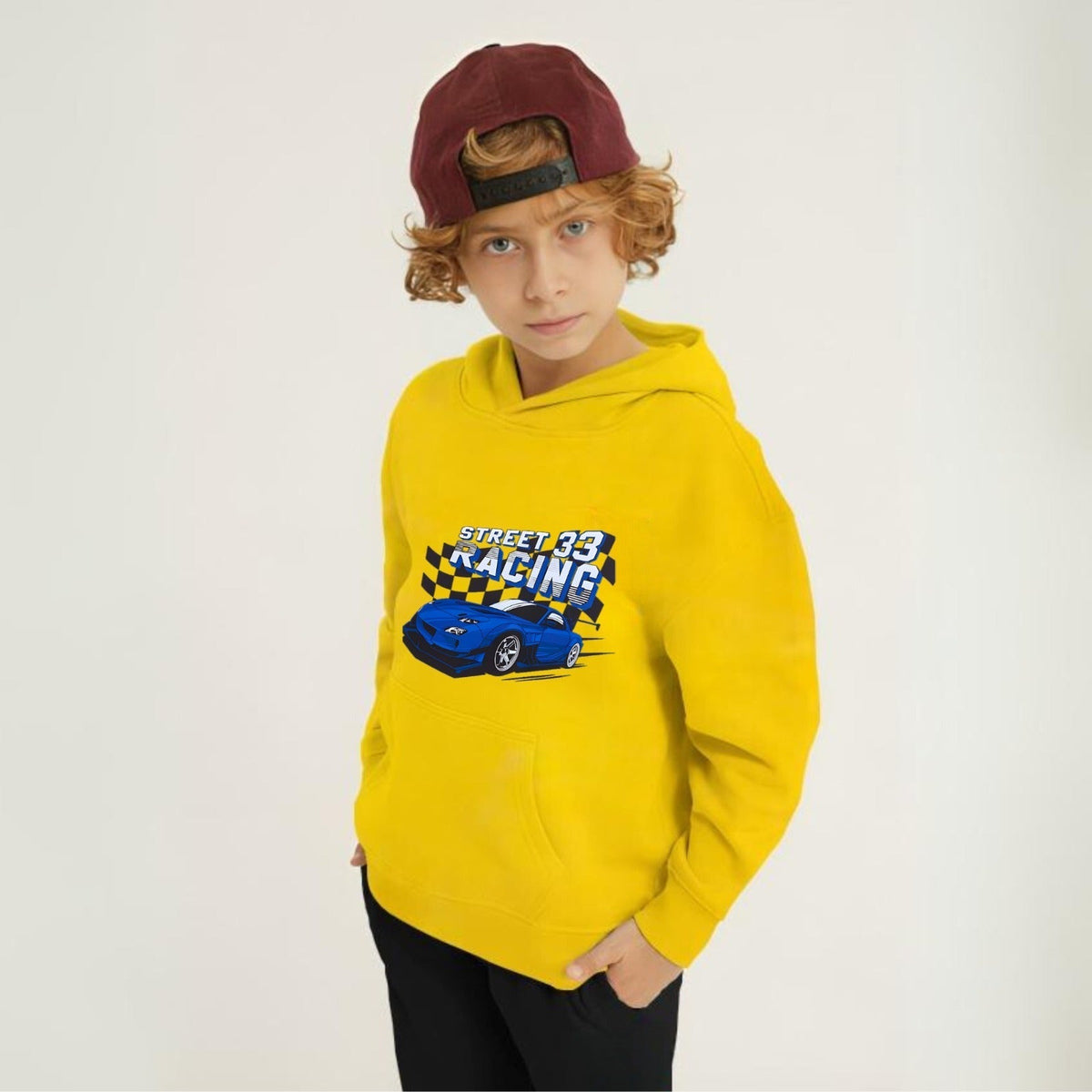 Street Racing Printed Kids Hoodie Set