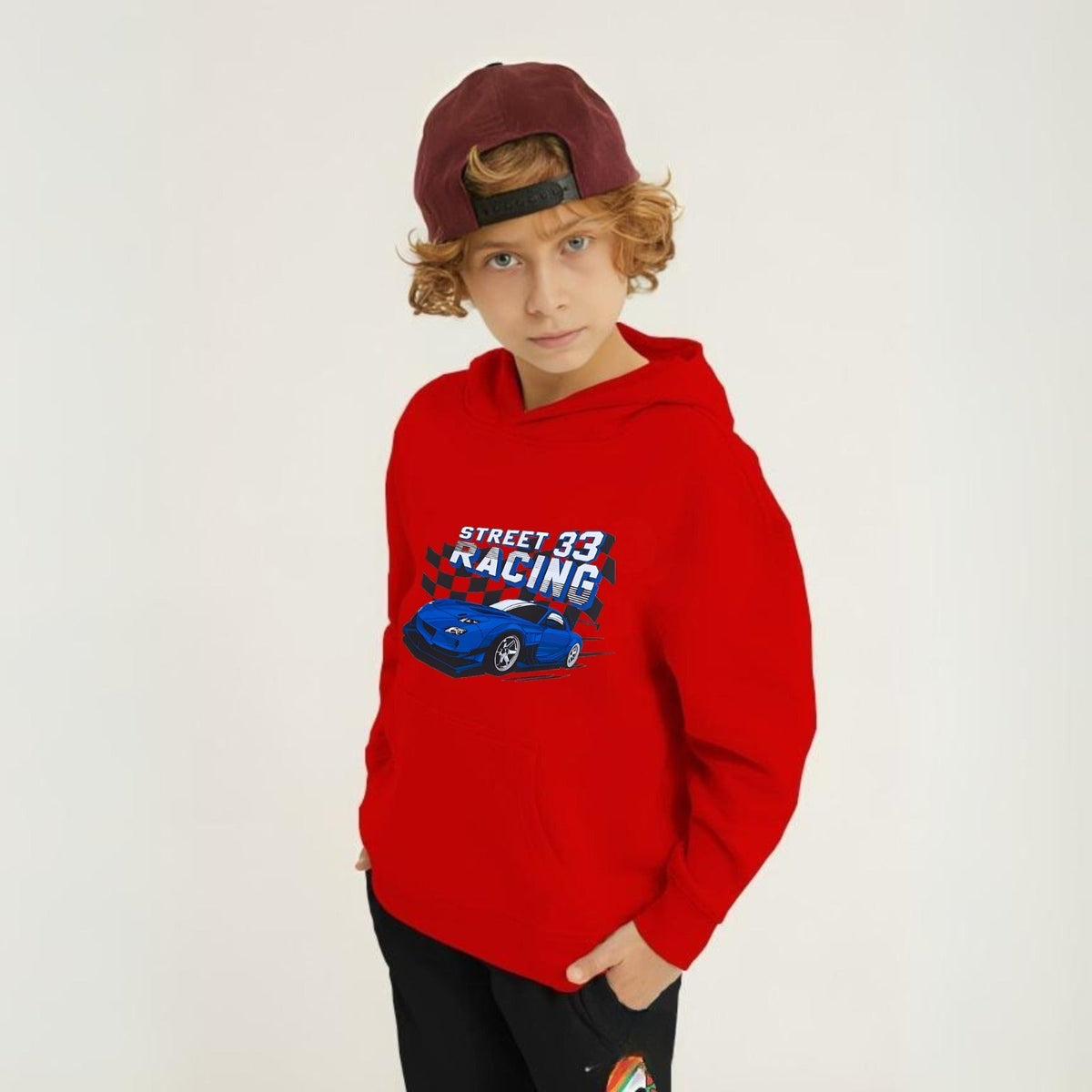 Street Racing Printed Kids Hoodie Set