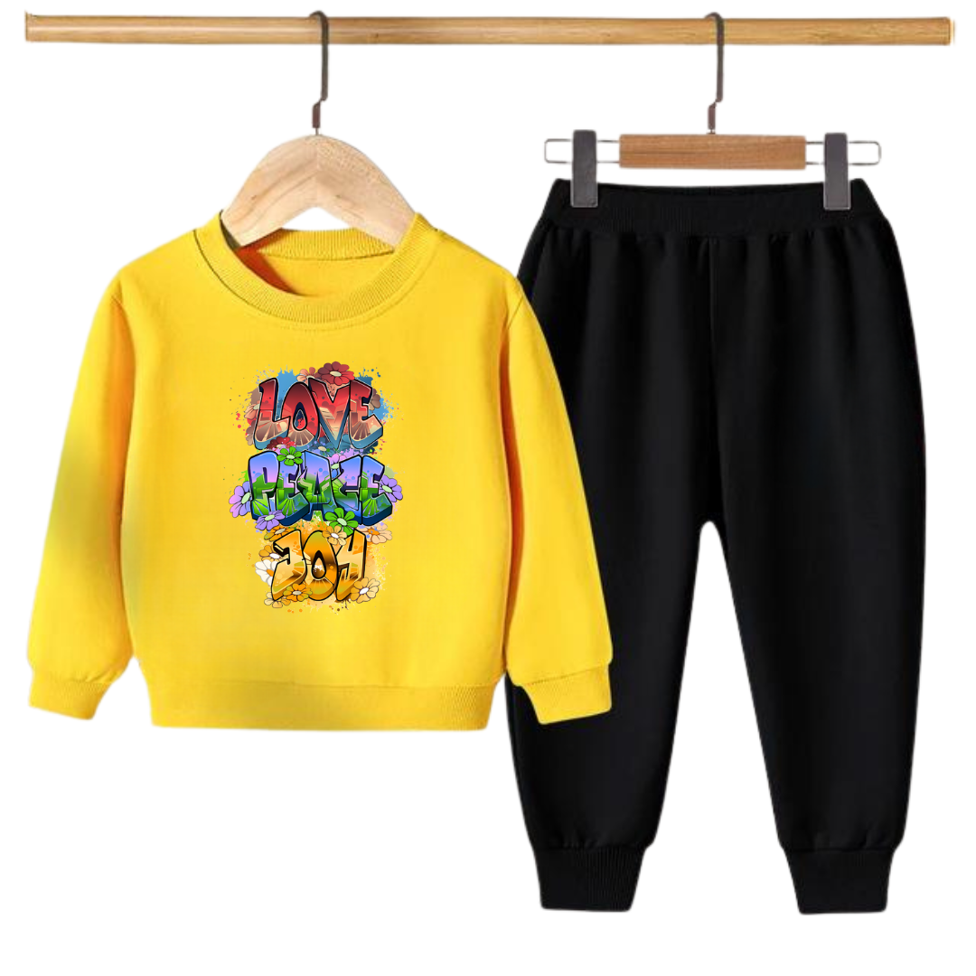 LOVE PEACE JOY PRINTED SWEATSHIRT SET