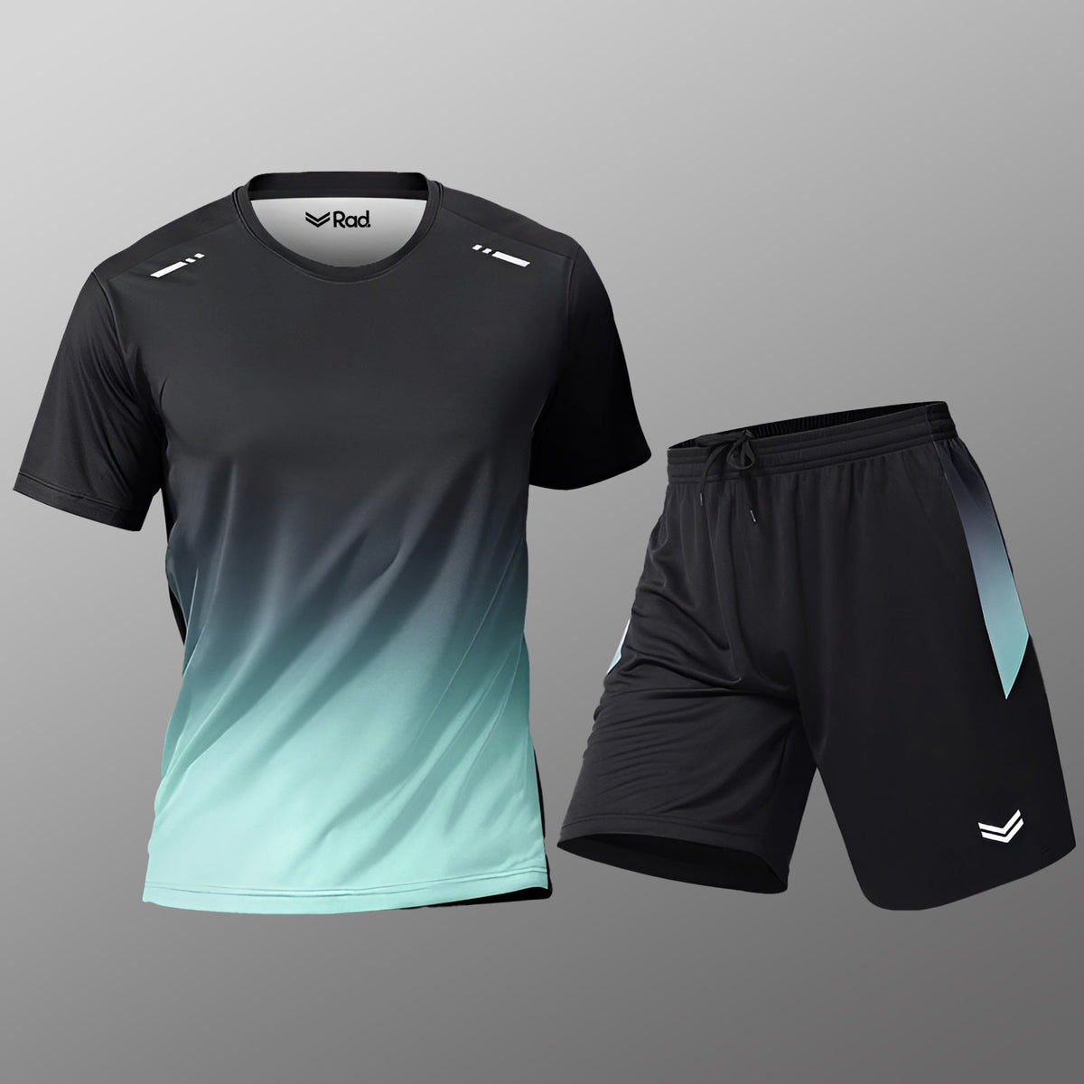 Aqua &amp; Black Gradient Twinset with Shorts