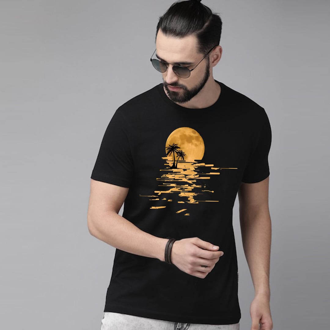 Jupiter Sunset Beach Cotton Graphic Tee For Men