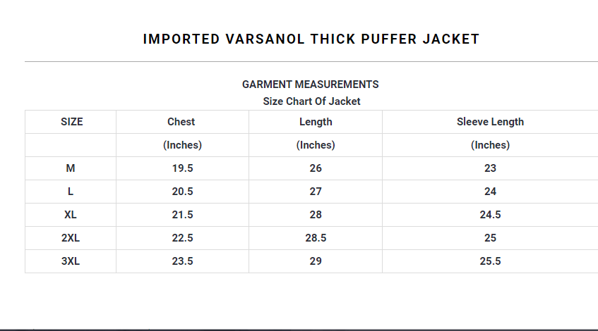 Imported Varsanol thick luxuriant Puffer Jacket