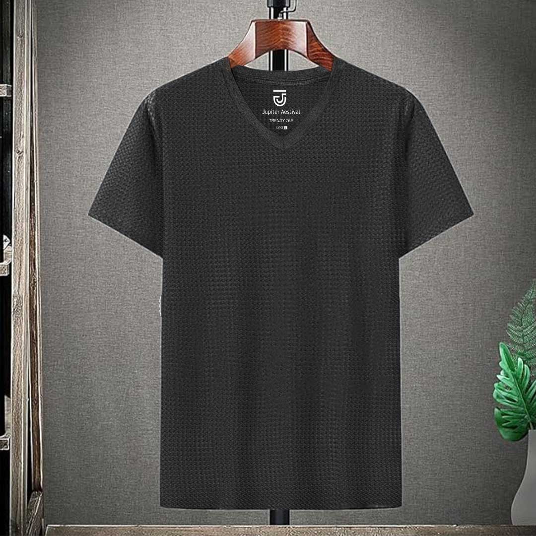 Jupiter Texture Touch V Neck Cotton Tee For Men